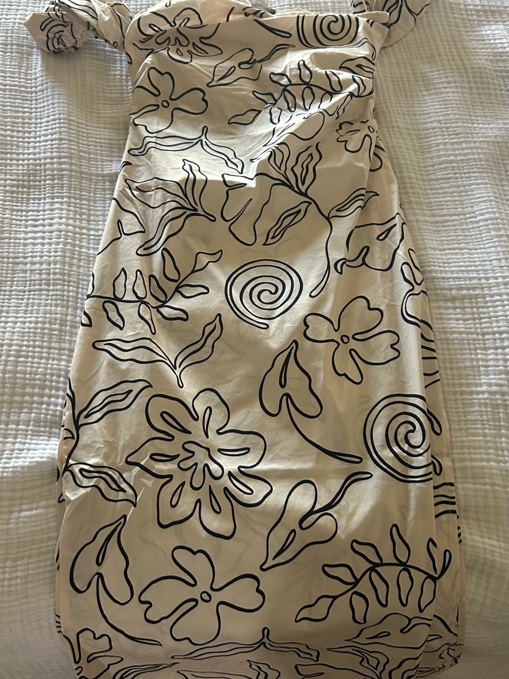 Mango Cream Dress with Black Abstract Floral Print - Picture 1 of 3